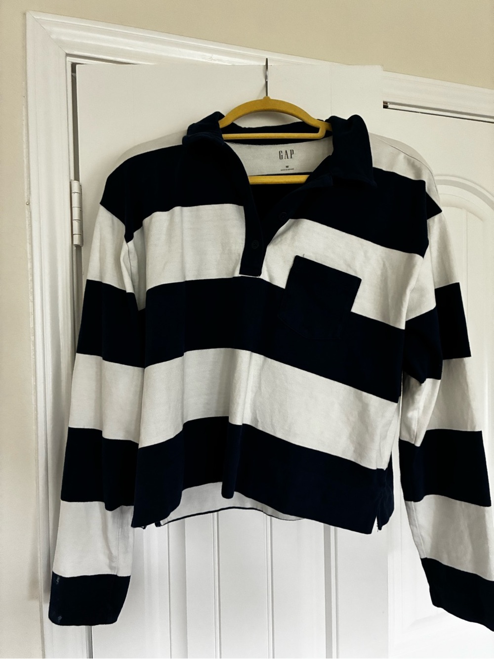 GAP Navy & White Striped Long Sleeve Rugby Top
